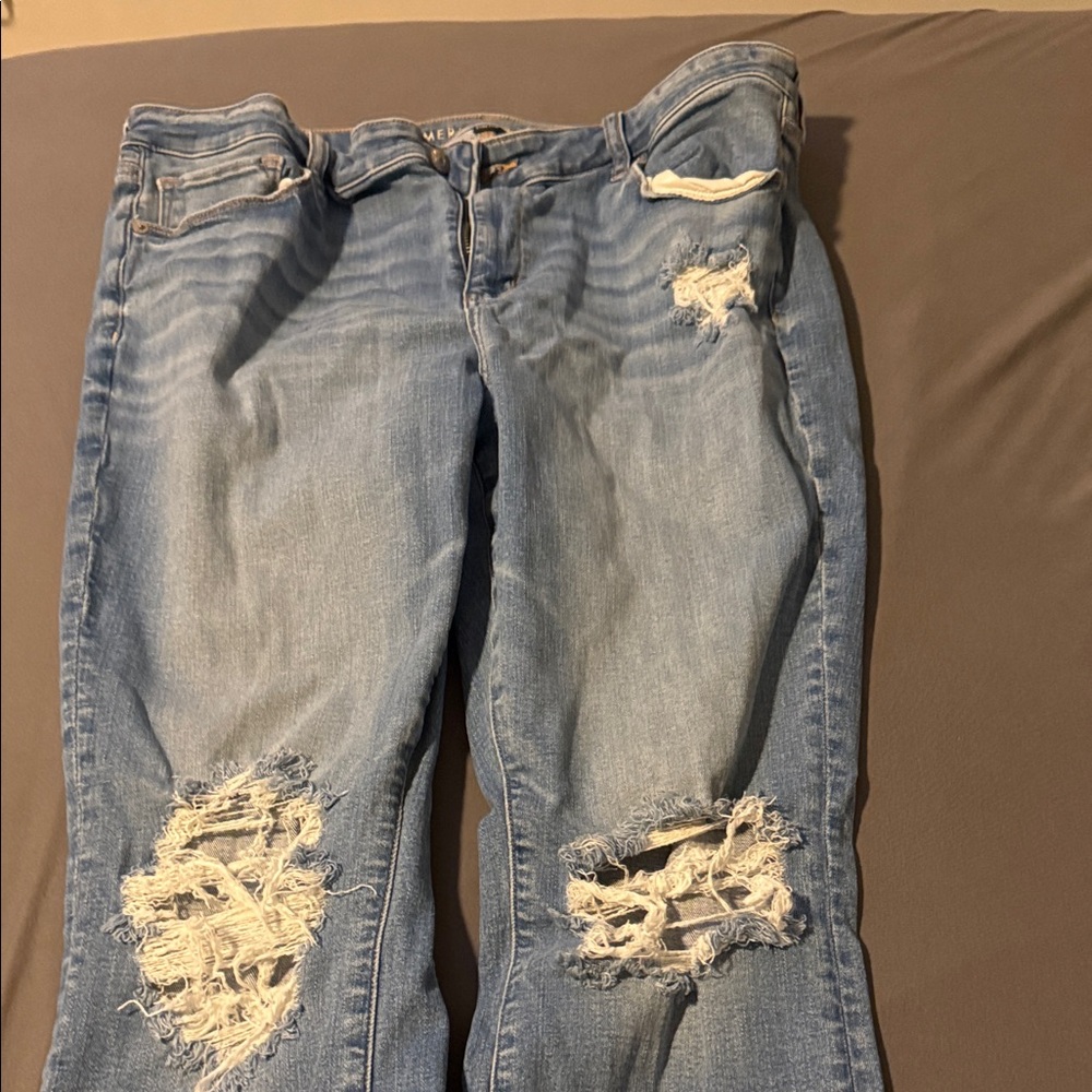 American Eagle Outfitters Light Blue Distressed Boot Cut Jeans